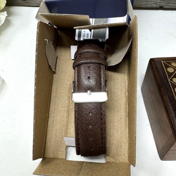 George Mens Bronze Dial Easy Read New in Box Vegan Leather band - Picture 4 of 6